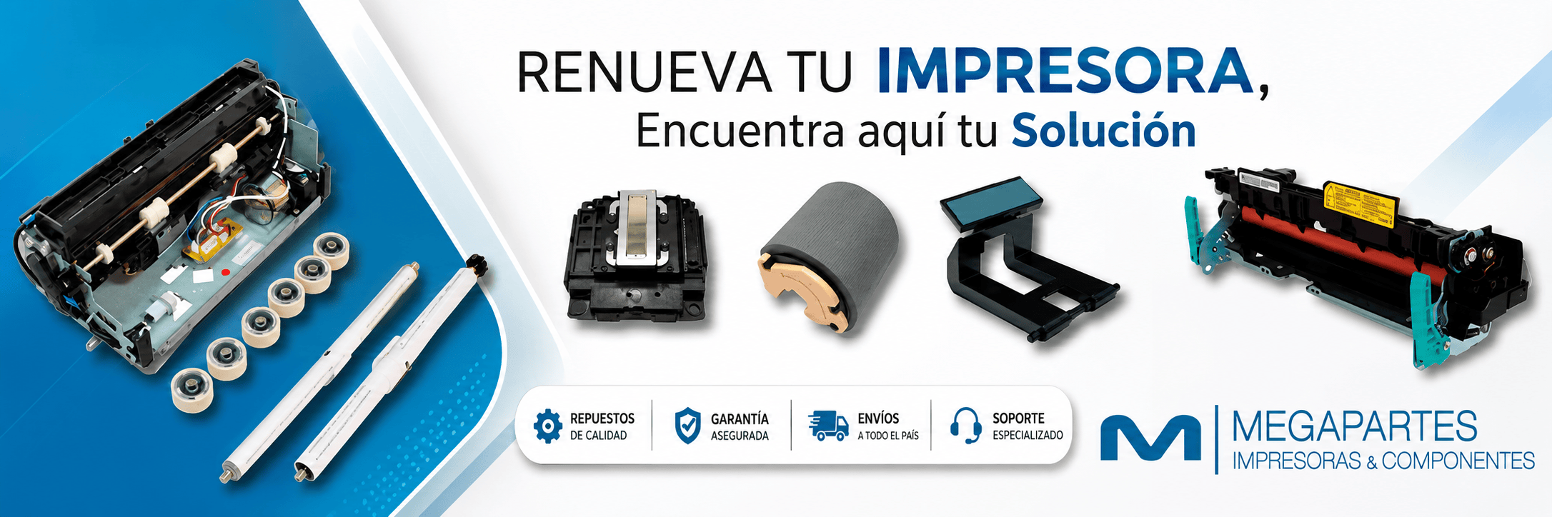 Banner de Megapartes: repuestos de calidad, garantía asegurada, envíos a todo el país y soporte especializado
